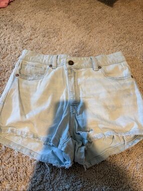 American Eagle Outfitters Light Blue Distressed Denim Shorts